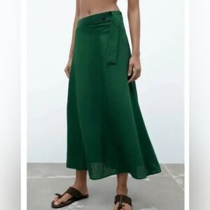 Zara linen blend midi skirt